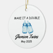 Tweeling Zwangerschapsaankondiging Ornament (Links)