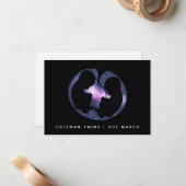 Tweeling Zwangerschapsaankondiging Spirituele Ster Notitiekaartje (Voorkant / Achterkant in situ)