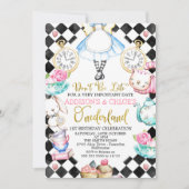 Tweeling Zwart Diamant Alice In Onderland Verjaard Kaart (Voorkant)