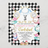 Tweeling Zwart Diamant Alice In Onderland Verjaard Kaart (Voorkant / Achterkant)