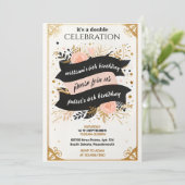 tweeling Zwart eenvoudig modern Joint 21st Verjaar Kaart (Staand voorkant)