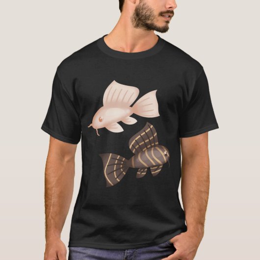 Tweeling zwart-witte pleco vis t-shirt (Voorkant)