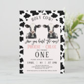 Tweeling Zwarte Koe Print Boog Heilige Koe 1e Verj Kaart (Staand voorkant)