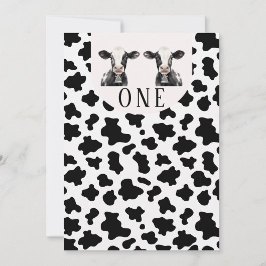 Tweeling Zwarte Koe Print Boog Heilige Koe 1e Verj Kaart (Achterkant)