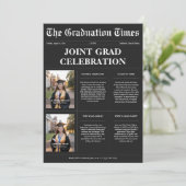 Tweeling Zwarte krant Gezamenlijk Afstuderen Foto Kaart (Staand voorkant)