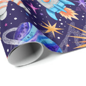 Tweelingastronauten in de ruimte Foto Cadeaupapier (Rol Hoek)