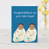 Tweelingbaby jongens kaart (Gele Bloem)