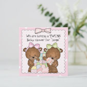 Tweelingbabymeisjes baby shower-uitnodiging kaart (Staand voorkant)