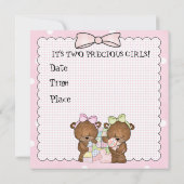 Tweelingbabymeisjes baby shower-uitnodiging kaart (Achterkant)