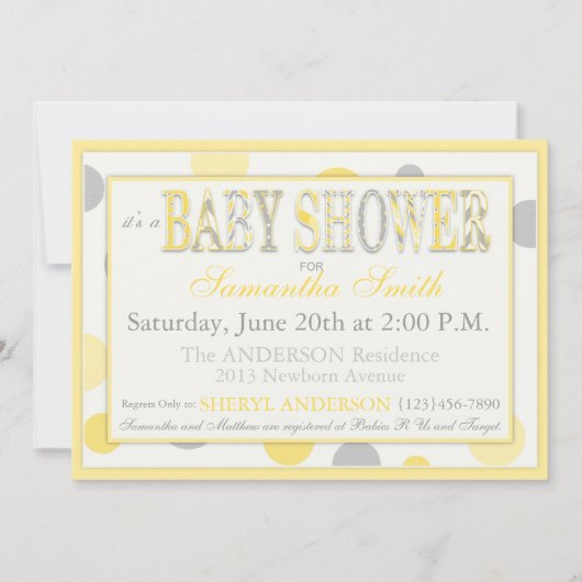 Tweelingbaby's Geel Grijs Stip Baby shower Kaart (Achterkant)