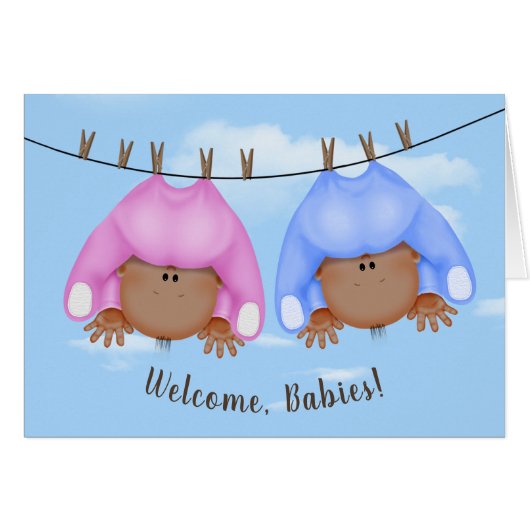 Tweelingbaby's op kleding (Voorkant Horizontaal)