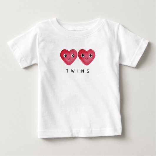 Tweelingbaby's Twee Aquarel Rode Harten Lachend (Voorkant)