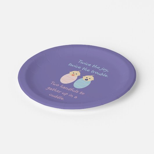 Tweelingbaby's = Tweemaal het Joy Poem Papieren Bordje (Gekanteld)