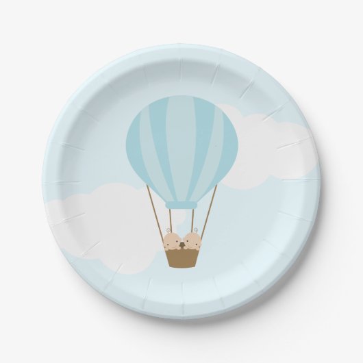 Tweelingbays in Baby shower voor luchtballon Papieren Bordje (Voorkant)