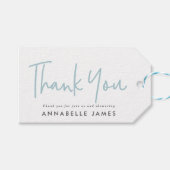 Tweelingblauw Moderne Typografie Stijlvol Dank u Cadeaulabel (Voorkant (Horizontaal))