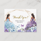 Tweelingblauwe en Paarse Roos prinsessen Quinceañe Informatiekaartje (Voorkant)