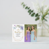 Tweelingblauwe en Paarse Roos prinsessen Quinceañe Informatiekaartje (Staand voorkant)