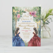 Tweelingblauwe en rode jurk Floral Princess Mis Qu Kaart (Staand voorkant)