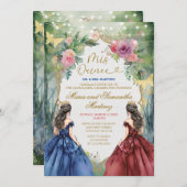 Tweelingblauwe en rode jurk Floral Princess Mis Qu Kaart (Voorkant / Achterkant)