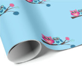 Tweelingblauwe en roze uilen cadeaupapier (Rol Hoek)