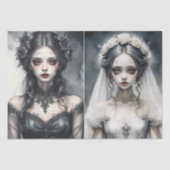 Tweelingbruiden in zwart-wit - Decoupage - Tissuepapier (Voorkant)