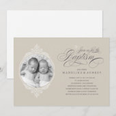 Tweelingdoop foto uitnodigingen (Voorkant / Achterkant)