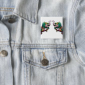 Tweelingdragons Vierkante Button 5,1 Cm (In situ)