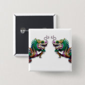 Tweelingdragons Vierkante Button 5,1 Cm (Voorkant /achterkant)