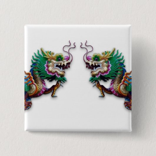 Tweelingdragons Vierkante Button 5,1 Cm (Voorkant)