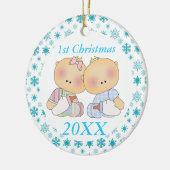 Tweelingen 1e Kerstmis Gepersonaliseerde de Orname Keramisch Ornament (Links)