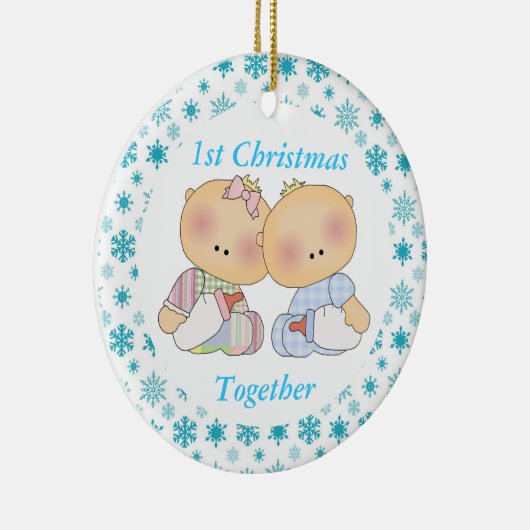 Tweelingen 1e Kerstmis Together Keepomwille Orname Keramisch Ornament (Rechts)