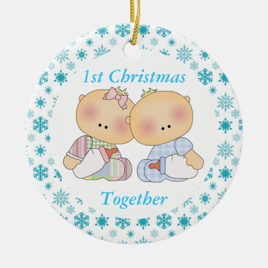 Tweelingen 1e Kerstmis Together Keepomwille Orname Keramisch Ornament (Voorkant)
