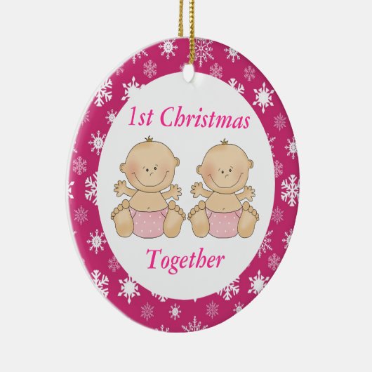 Tweelingen 1e Kerstmis Together Keepomwille Orname Keramisch Ornament (Rechts)