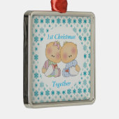 Tweelingen 1e Kerstmis Together Keepomwille Orname Metalen Ornament (Rechts)