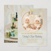 Tweelingen 1e verjaardag uitnodigingen (Voorkant / Achterkant)