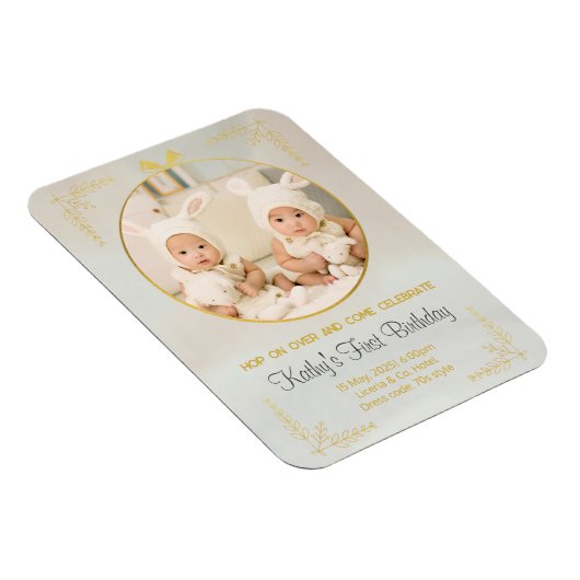 Tweelingen 1e verjaardag uitnodigingen magneet (Rechterzijde)