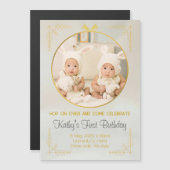 Tweelingen 1e verjaardag uitnodigingen magnetische uitnodiging (Voorkant / Achterkant)