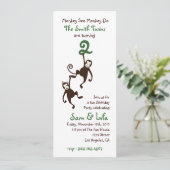 Tweelingen 2e verjaardag, apen kaart (Staand voorkant)