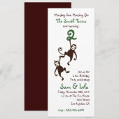 Tweelingen 2e verjaardag, apen kaart (Voorkant / Achterkant)