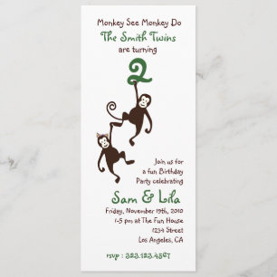 Tweelingen 2e verjaardag, apen kaart