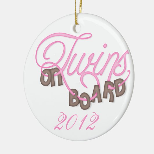 Tweelingen aan boord kerstversiering keramisch ornament (Links)