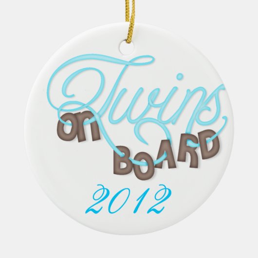 Tweelingen aan boord kerstversiering keramisch ornament (Voorkant)