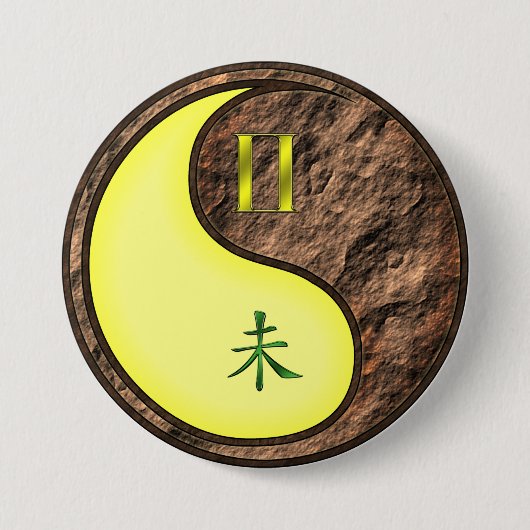 Tweelingen & Aard Geit Ronde Button 7,6 Cm (Voorkant)