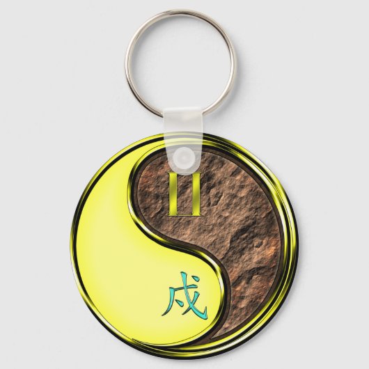 Tweelingen & Aarde Hond Sleutelhanger (Voorkant)