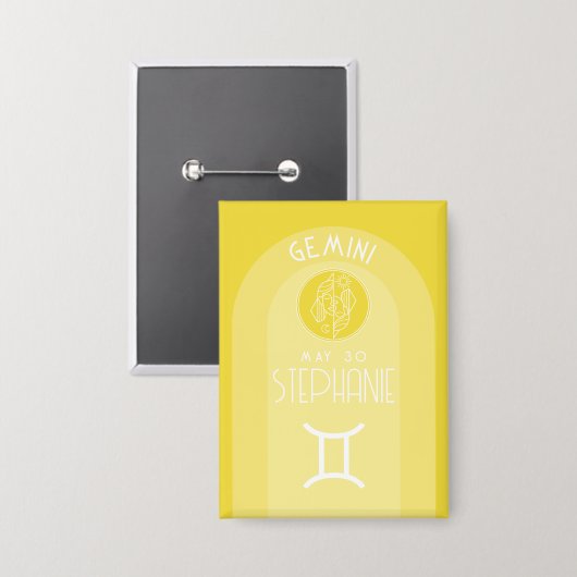 Tweelingen Astrologie Zodiac Sign Foto Aangepaste Button (Voorkant / Achterkant)