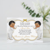 Tweelingen babybays Baptisme Gold Cross Hartelijk Bedankkaart (Staand voorkant)