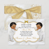 Tweelingen babybays Baptisme Gold Cross Hartelijk Bedankkaart (Voorkant / Achterkant)