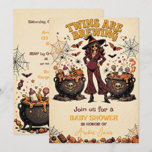 Tweelingen brouwen Halloween babyborrel Kaart