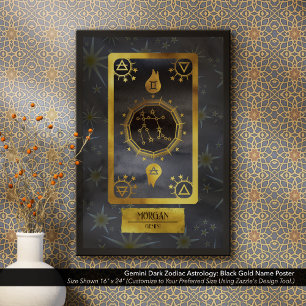 Tweelingen Dark Zodiac Astrology: Black Gold Naam Poster