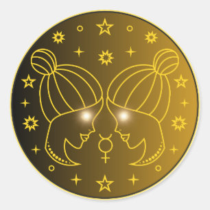 Tweelingen Dierenriem Embleem Minimaal Hemels Sy Ronde Sticker
